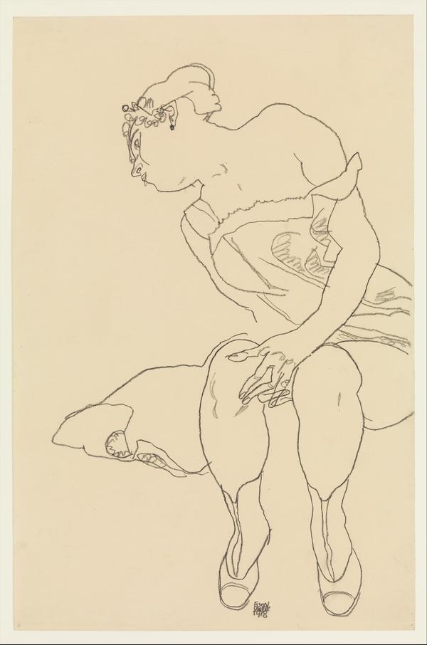 Woman in Fashionable Dress, Egon Schiele, 1918
