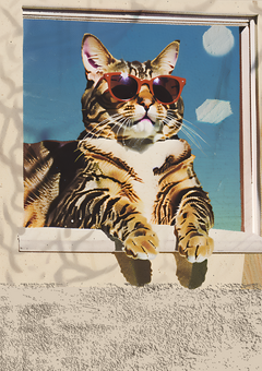 A stylised cat living life. 